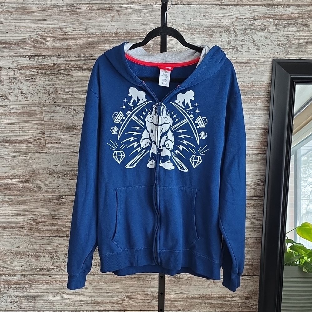 Disney Store Blue Grumpy Full Zip Sweatshirt Hoodie Jacket Adult Size XXL